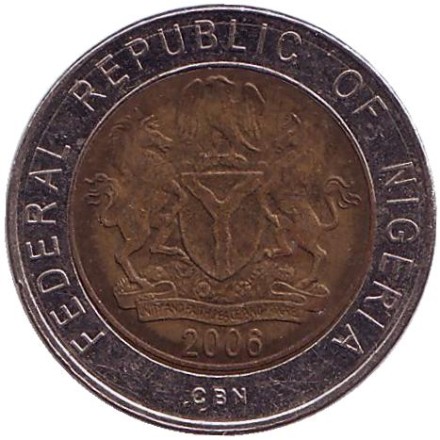 Монета 1 найра. 2006 год, Нигерия. Из обращения. Герберт Маколей. Монета 1 найра. 2006 год, Нигерия. Из обращения. Герберт Маколей.