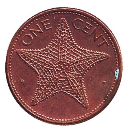 Монета 1 цент. 2004 год, Багамские острова. Морская звезда.