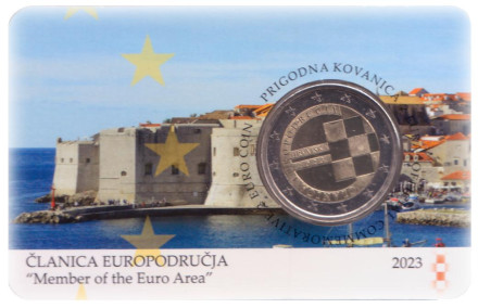 Монета 2 евро. 2023 год, Хорватия. Введение евро.