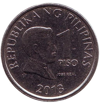 Монета 1 песо. 2013 год, Филиппины.