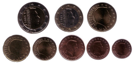 Набор монет евро (8 шт). 2002 год, Люксембург.