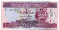 Банкнота 10 долларов. 2005-2009 г., Соломоновы острова. Тип 3. Банкнота 10 долларов. 2005-2009 г., Соломоновы острова. Тип 3.
