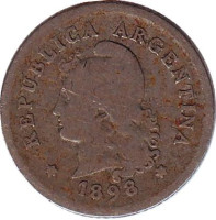 Монета 10 сентаво. 1898 год, Аргентина.