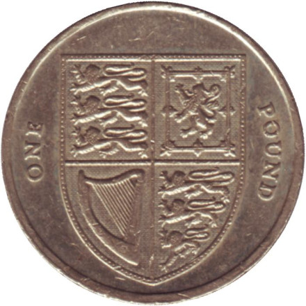 Монета 1 фунт. 2009 год, Великобритания. Королевский Щит.