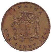 Монета 1 пенни. 1965 год, Ямайка.
