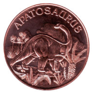 Апатозавр. Монетовидный жетон. Унция меди 999. США. Апатозавр. Монетовидный жетон. Унция меди 999. США.