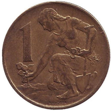 Монета 1 крона. 1980 год, Чехословакия.