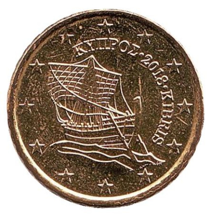 Монета 10 центов. 2018 год, Кипр.