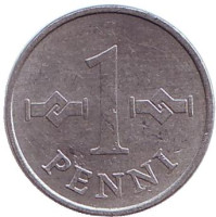 Монета 1 пенни. 1973 год, Финляндия.
