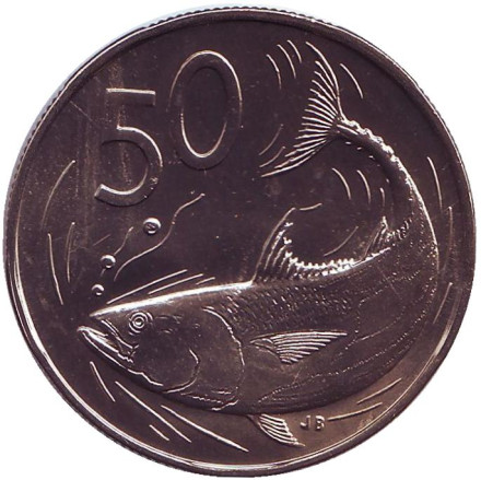 Монета 50 центов. 1974 год, Острова Кука. Тунец.