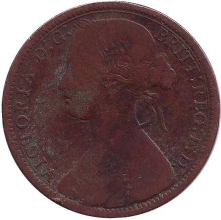 Монета 1 пенни. 1866 год, Великобритания. Монета 1 пенни. 1866 год, Великобритания.
