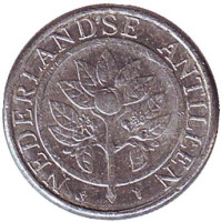 Цветок апельсинового дерева. Монета 5 центов, 2000 год, Нидерландские Антильские острова.