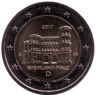 Монета 2 евро. 2017 год, Германия. Рейнланд-Пфальц. Федеральные земли Германии. Монета 2 евро. 2017 год, Германия. Рейнланд-Пфальц. Федеральные земли Германии.