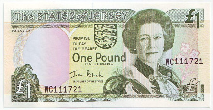 Банкнота 1 фунт. 2000 год, Джерси. (2 буквы в серии)