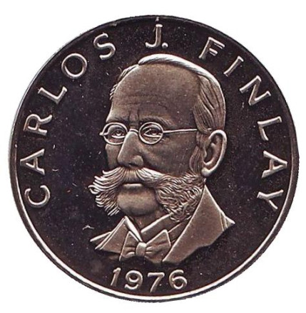 Монета 5 сентесимо. 1976 год, Панама. Proof. Карлос Финлей.