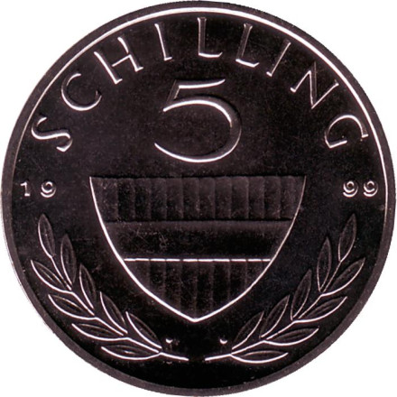 Монета 5 шиллингов. 1999 год, Австрия. Всадник.