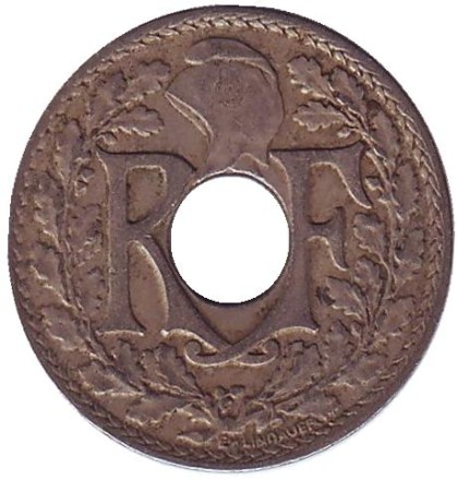 Монета 10 сантимов. 1919 год, Франция. Монета 10 сантимов. 1919 год, Франция.