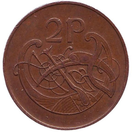 Монета 2 пенса. 1979 год, Ирландия. Птица. Ирландская арфа.
