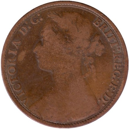 Монета 1 пенни. 1879 год, Великобритания. Монета 1 пенни. 1879 год, Великобритания.