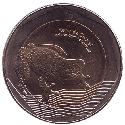 Монета 500 песо. 2016 год, Колумбия. UNC. Стеклянная лягушка.