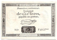 Бона 10 ливров. 1792 год, Франция. Ассигнат. Бона 10 ливров. 1792 год, Франция. Ассигнат.