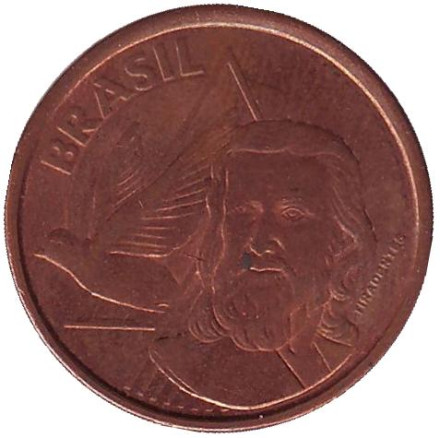 Монета 5 сентаво. 2014 год, Бразилия. Тирадентис.