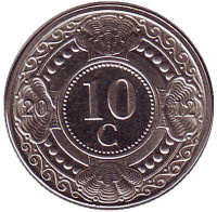 Цветок апельсинового дерева. Монета 10 центов, 2012 год, Нидерландские Антильские острова.
