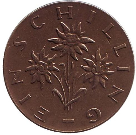 Монета 1 шиллинг. 1968 год, Австрия. Эдельвейс.