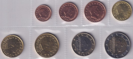 Набор монет евро (8 штук). 2024 год, Люксембург.