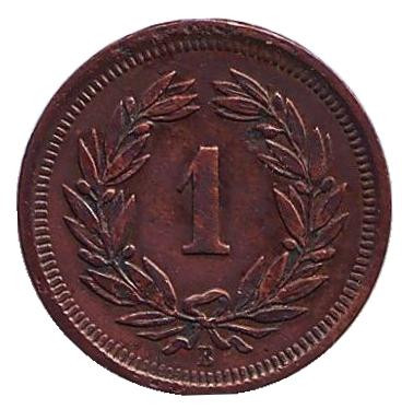 Монета 1 раппен. 1907 год, Швейцария.