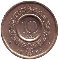 Монета 10 крон. 1984 год, Норвегия. Монета 10 крон. 1984 год, Норвегия.