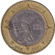 Монета 20 песо. 2001 год, Мексика. Шиутекутли - бог огня, властелин вулканов. Монета 20 песо. 2001 год, Мексика. Шиутекутли - бог огня, властелин вулканов.