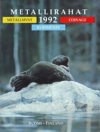 Тюлень. Набор монет Финляндии в буклете (5 шт). 1992 год, Финляндия.