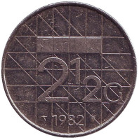 Монета 2,5 гульдена, 1982 год, Нидерланды.