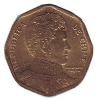 Бернардо О’Хиггинс. Монета 5 песо. 2000 год, Чили.