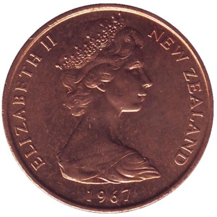 Монета 2 цента. 1967 год, Новая Зеландия. UNC. Цветки куаваи. Монета 2 цента. 1967 год, Новая Зеландия. UNC. Цветки куаваи.