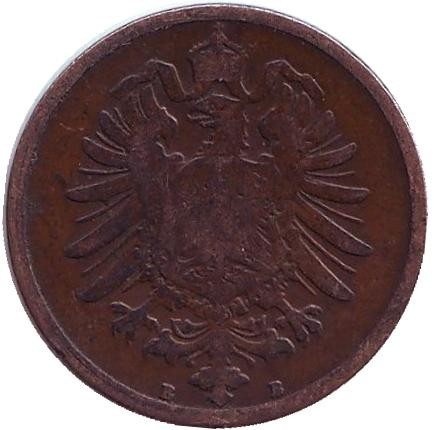 Монета 2 пфеннига. 1875 год (B), Германская империя. Монета 2 пфеннига. 1875 год (B), Германская империя.