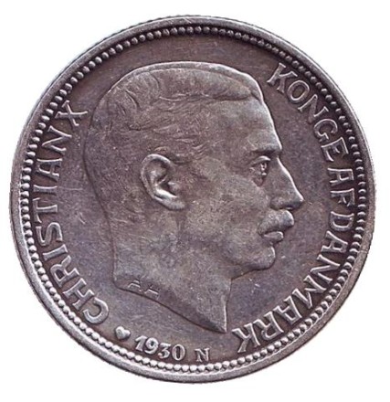 Монета 2 кроны. 1930 год, Дания. 60 лет со дня рождения Короля Кристиана X. Монета 2 кроны. 1930 год, Дания. 60 лет со дня рождения Короля Кристиана X.