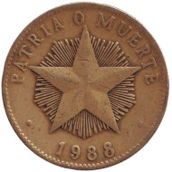 Монета 1 песо. 1988 год, Куба. Монета 1 песо. 1988 год, Куба.