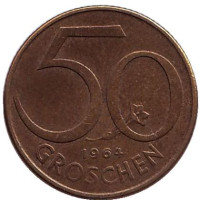 Монета 50 грошей. 1964 год, Австрия.