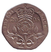 Монета 20 пенсов. 2005 год, Великобритания. 