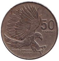 Монета 50 сентимо, 1985 год, Филиппины. Филиппинский орел. Монета 50 сентимо, 1985 год, Филиппины. Филиппинский орел.