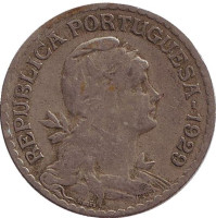 Монета 1 эскудо. 1929 год, Португалия.