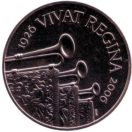 Монета 5 фунтов. 2006 год, Великобритания. 80 лет со дня рождения Королевы Елизаветы II.