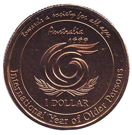 Монета 1 доллар. 1999 год, Австралия. UNC. Международный год пожилых людей.