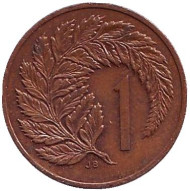 Монета 1 цент. 1986 год, Новая Зеландия. Лист папоротника. Монета 1 цент. 1986 год, Новая Зеландия. Лист папоротника.