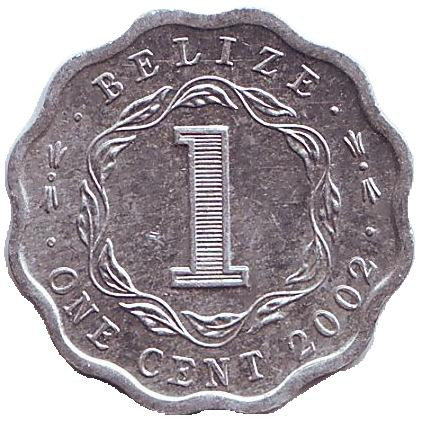 Монета 1 цент, 2002 год, Белиз.