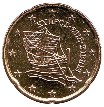 Монета 20 центов. 2018 год, Кипр.