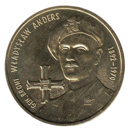 Монета 2 злотых, 2002 год, Польша. Генерал Владислав Андерс.