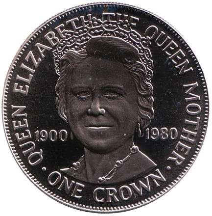 Монета 1 крона. 1980 год, Остров Мэн. 80 лет со дня рождения Королевы-Матери.